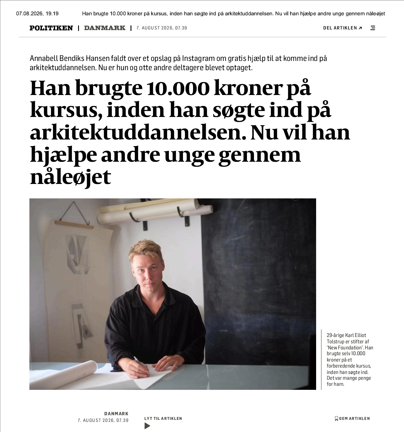 Artikel i Politiken om New Foundation